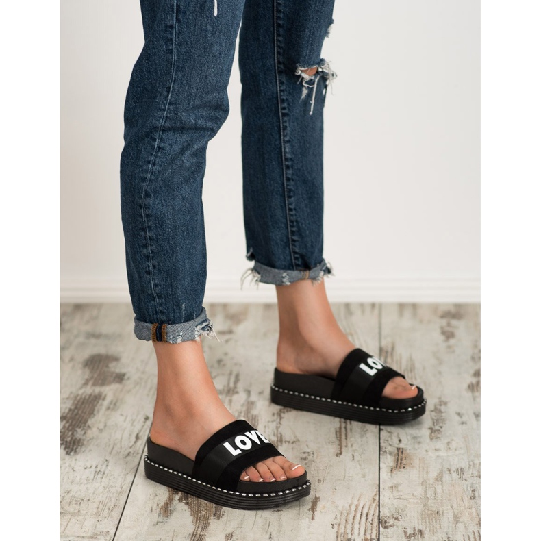 Erynn Zapatillas de gamuza Love negro 2