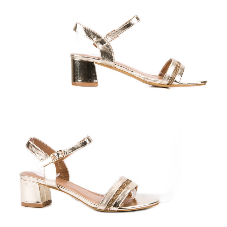 SHELOVET Sandalias doradas con estilo dorado 1