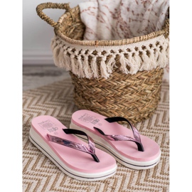 SHELOVET Chanclas de cuña rosado 6