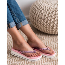 SHELOVET Chanclas de cuña rosado 5