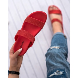 Bello Star Pantuflas Brillantes rojo 6