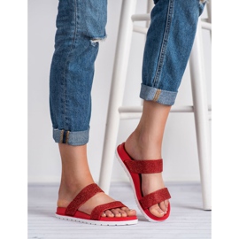 Bello Star Pantuflas Brillantes rojo 5
