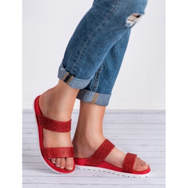 Bello Star Pantuflas Brillantes rojo 4
