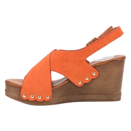 SHELOVET Sandalias de gamuza naranja 1