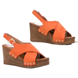 SHELOVET Sandalias de gamuza naranja 3