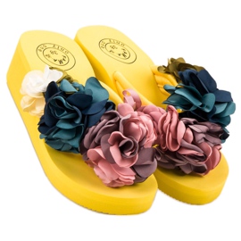 Fama Chanclas de espuma con cuña amarillo 1