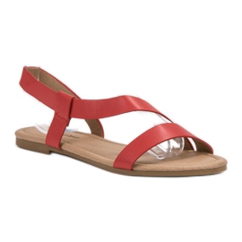 Primavera Sandalias planas sin cordones rojo 4