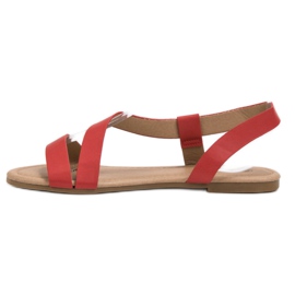 Primavera Sandalias planas sin cordones rojo 5
