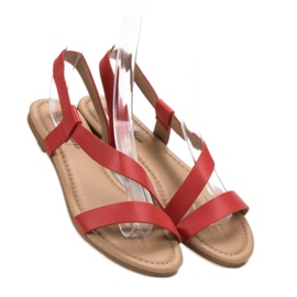 Primavera Sandalias planas sin cordones rojo 7