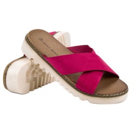 Laura Mode Pantuflas Ante Fucsia violeta 2