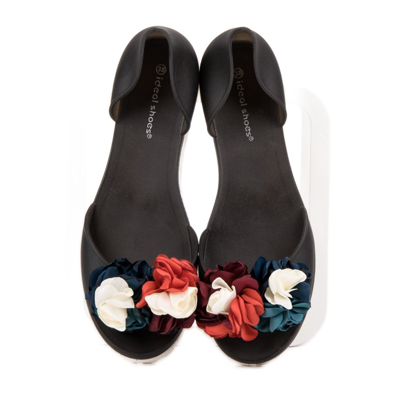 Ideal Shoes Meliski con flores negro 1