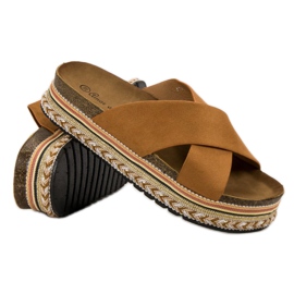 SHELOVET Pantuflas boho camel marrón 1 SHELOVET Pantuflas boho camel marrón 1