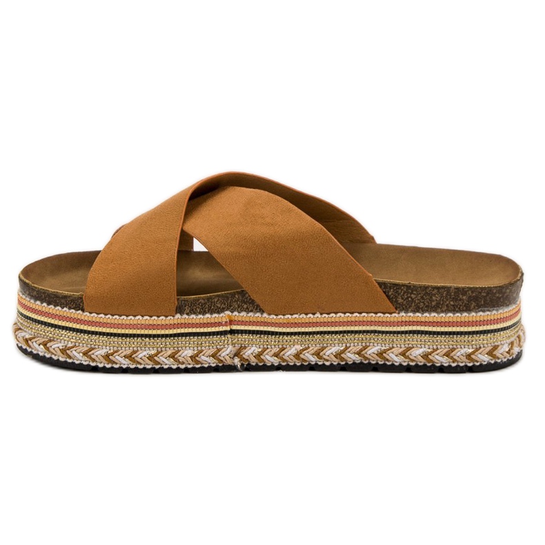 SHELOVET Pantuflas boho camel marrón 2 SHELOVET Pantuflas boho camel marrón 2