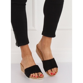 Black G233 Pantuflas cuña negras negro 3