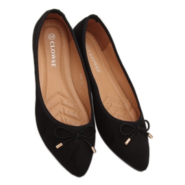Black 8F58 Bailarinas negras con puntera de almendra negro 1