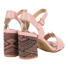 SDS Sandalias Con Tacón Decorativo rosado 2