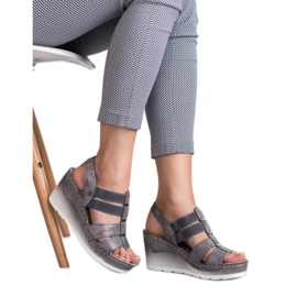Goodin Sandalias de cuña cómodas gris 2 Goodin Sandalias de cuña cómodas gris 2