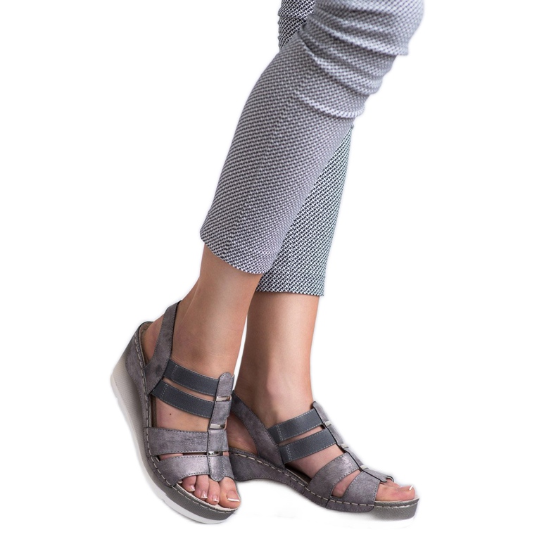 Goodin Sandalias de cuña cómodas gris 1