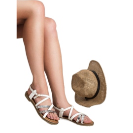 Bestelle Sandalias blancas de mujer marrón amarillo 5