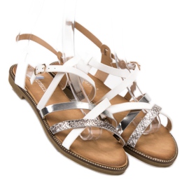 Bestelle Sandalias blancas de mujer marrón amarillo 4