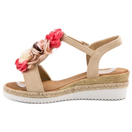 SHELOVET Sandalias de Ante con Flores marrón 6