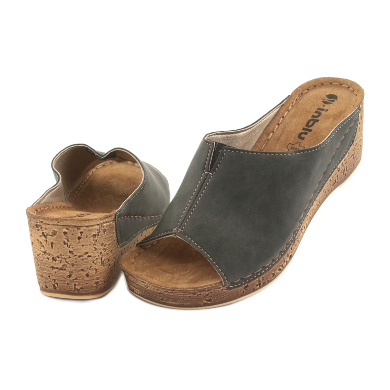 Zapatillas de mujer cuña Inblu NG002 negro marrón multicolor 4