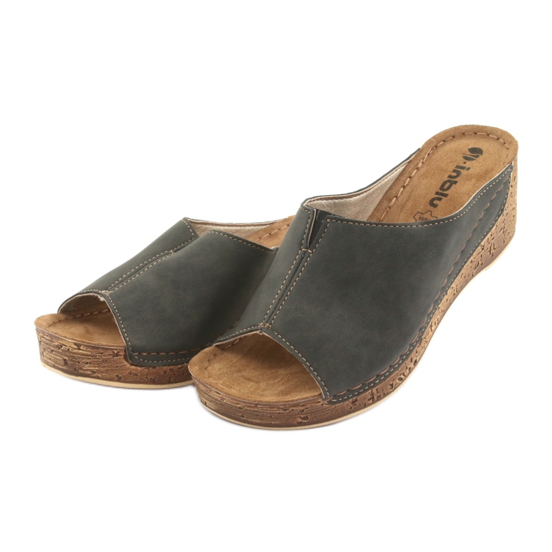 Zapatillas de mujer cuña Inblu NG002 negro marrón multicolor 3