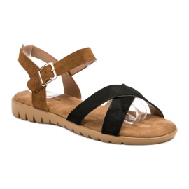 Primavera Sandalias de gamuza marrón negro 1