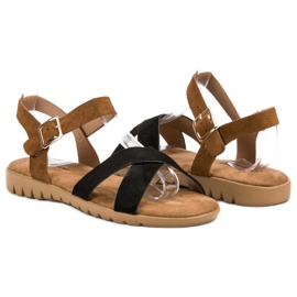 Primavera Sandalias de gamuza marrón negro 3