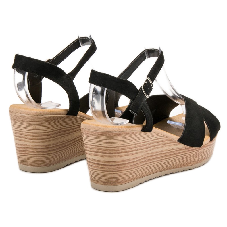 Best Shoes Sandalias de ante claro negro 1