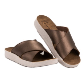 SHELOVET Zapatillas de cuero ecológico marrón 4