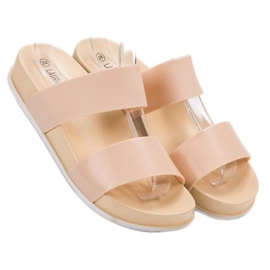 Laura Mode Pantuflas de goma beige 1