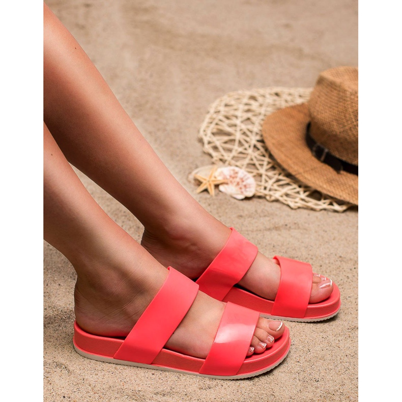 Laura Mode Pantuflas de goma coral rojo 2 Laura Mode Pantuflas de goma coral rojo 2