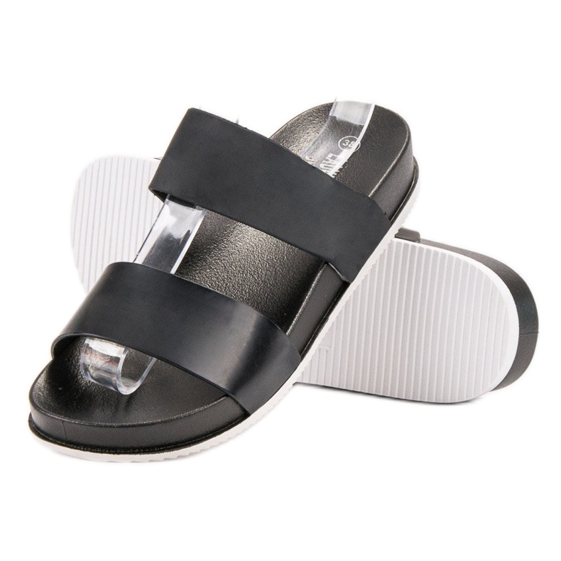 Laura Mode Pantuflas de Goma Negra negro 1