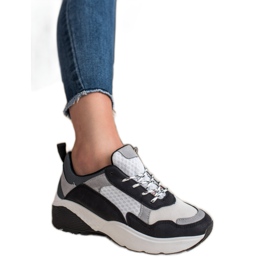 SHELOVET Zapatillas de moda blanco negro gris 1