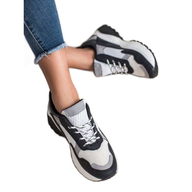 SHELOVET Zapatillas de moda blanco negro gris 2