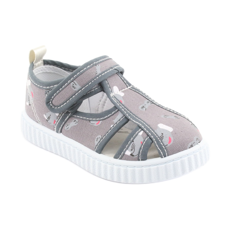 Zapatillas infantil American Club gris con velcro TEN 27/19 blanco 1