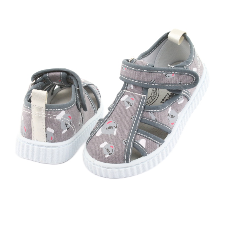 Zapatillas infantil American Club gris con velcro TEN 27/19 blanco 3
