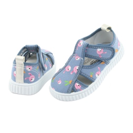 Zapatos infantiles American Club con velcro azul TEN 32/19 blanco rosado 4