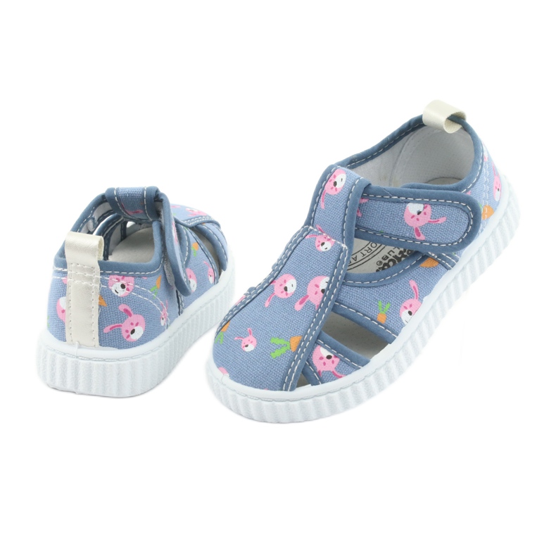 Zapatos infantiles American Club con velcro azul TEN 32/19 blanco rosado 4