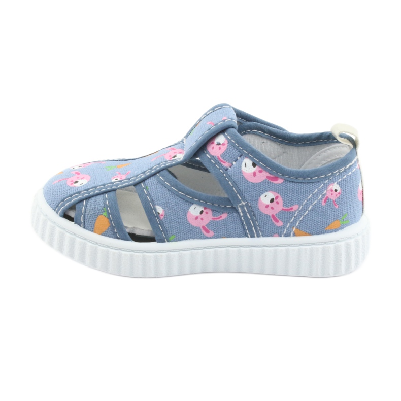 Zapatos infantiles American Club con velcro azul TEN 32/19 blanco rosado 2
