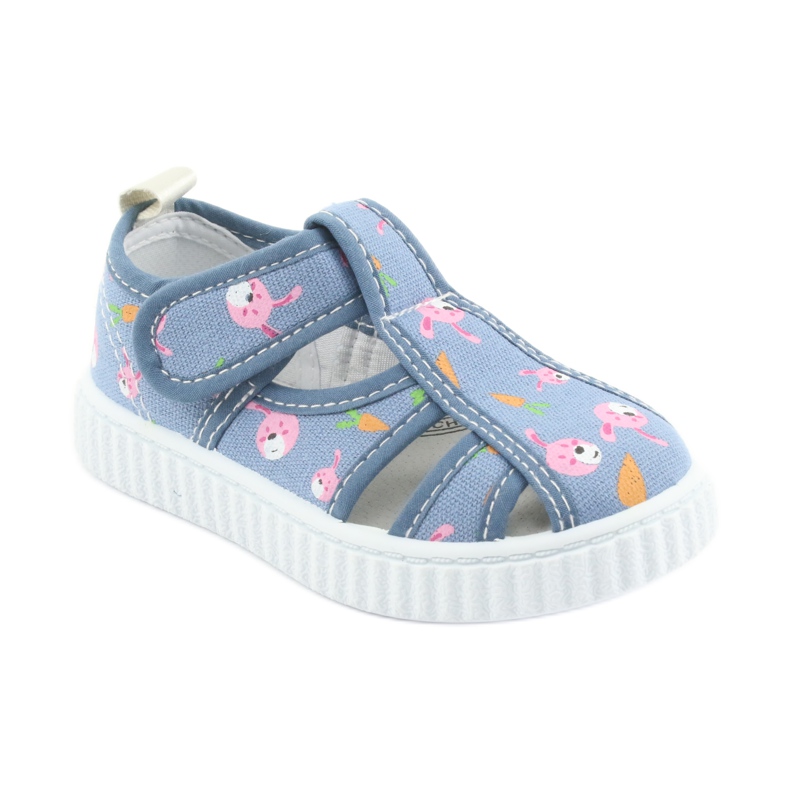 Zapatos infantiles American Club con velcro azul TEN 32/19 blanco rosado 1