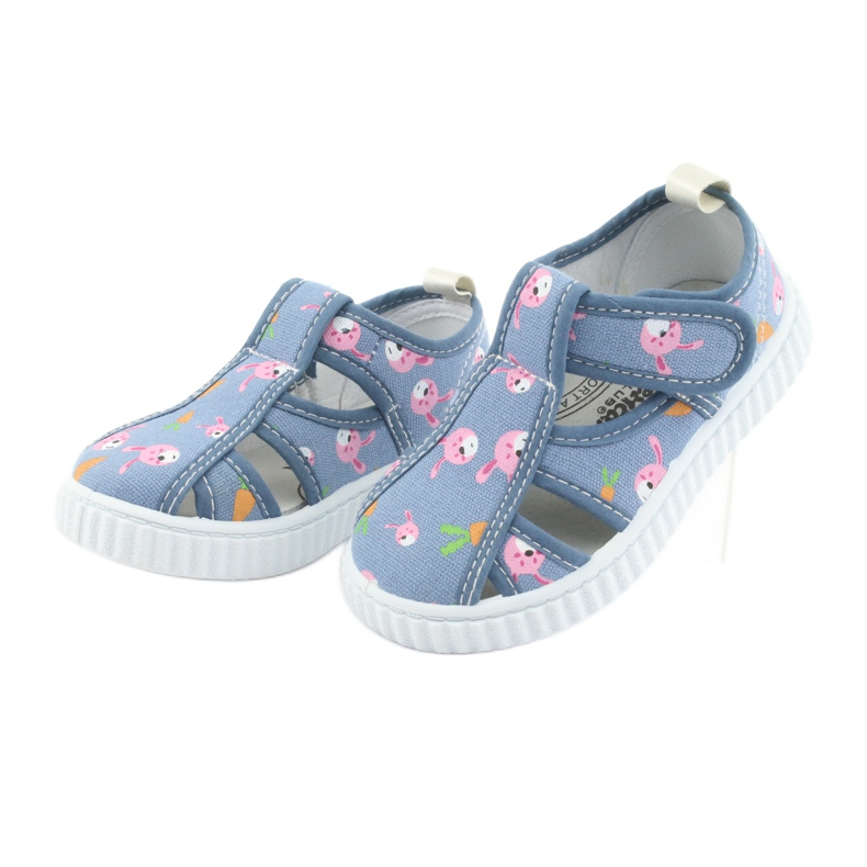 Zapatos infantiles American Club con velcro azul TEN 32/19 blanco rosa 3