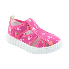 Zapatos infantiles American Club con velcro rosa TEN 32/19 blanco 1