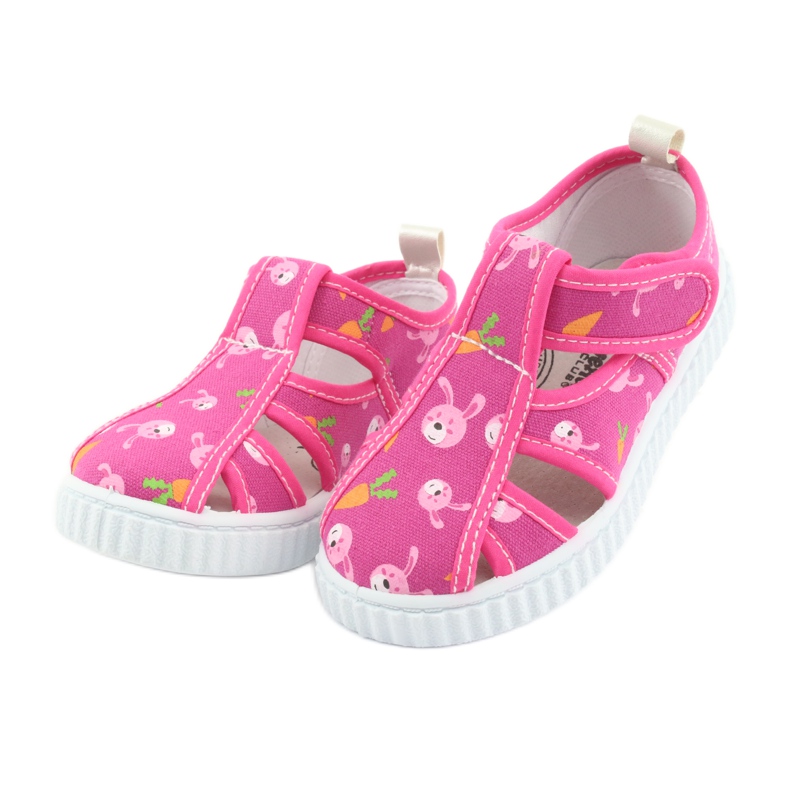 Zapatos infantiles American Club con velcro rosa TEN 32/19 blanco 3