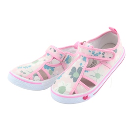 American Club Calzado americano Calzado infantil Plantilla de piel con velcro blanco azul rosado verde 3