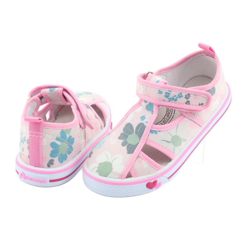 American Club Calzado americano Calzado infantil Plantilla de piel con velcro blanco azul rosa verde 4