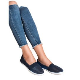Renda Zapatillas con purpurina azul marino azul 4