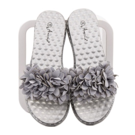Anesia Paris Pantuflas de Goma con Flores gris 1