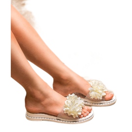 Anesia Paris Pantuflas de Goma con Flores blanco 3
